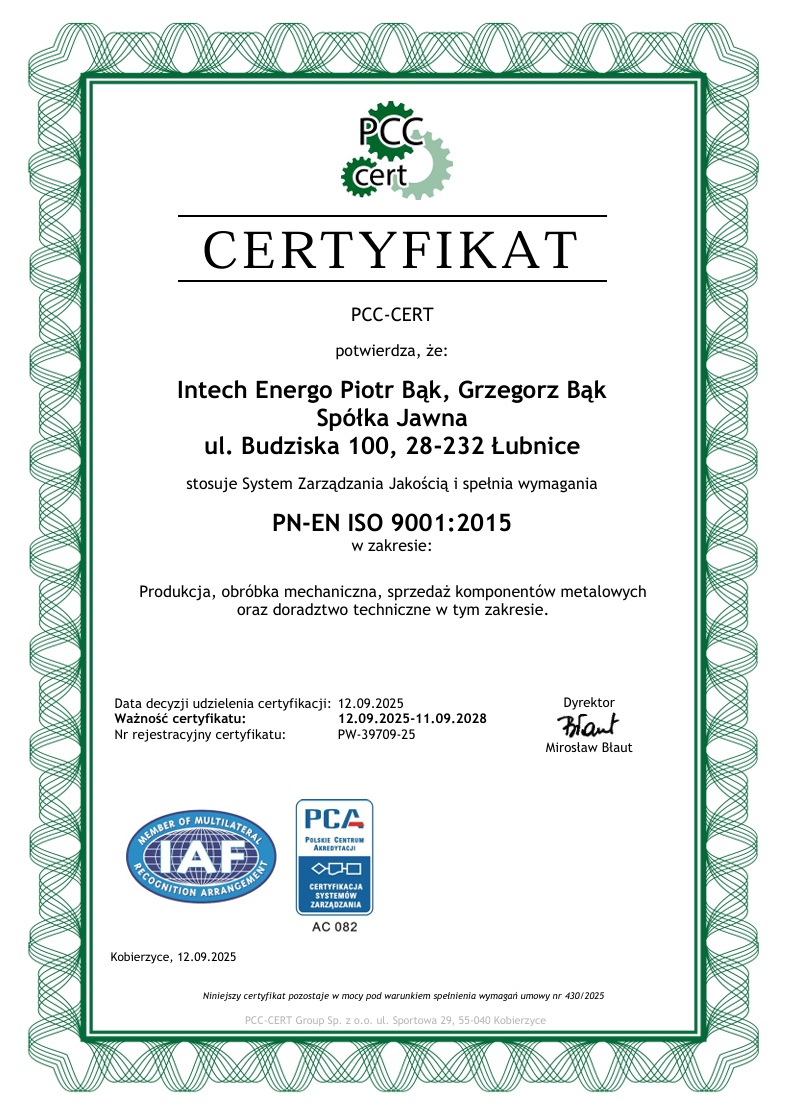 Certyfikat ISO 9001:2015